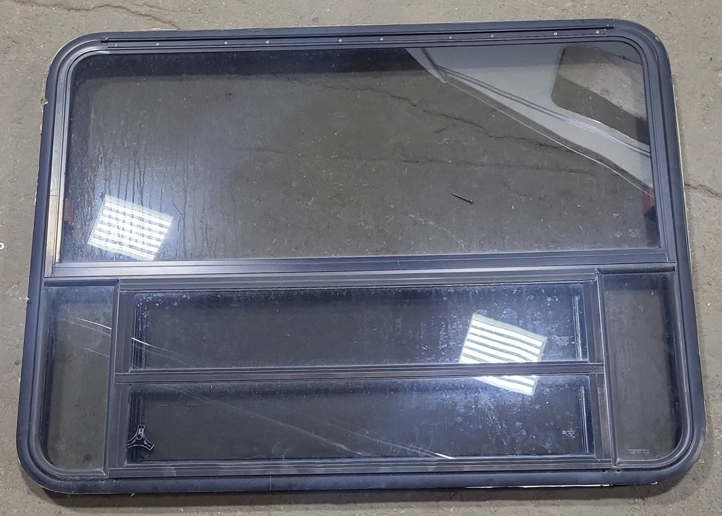 Used Black Radius Emergency Opening Window : 47 1/4" W x 35 1/2" H x 1 7/8" D - Young Farts RV Parts