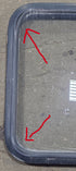 Used Black Radius Emergency Opening Window : 60 1/4" W x 21 3/4" H x 1 7/8" D - Young Farts RV Parts