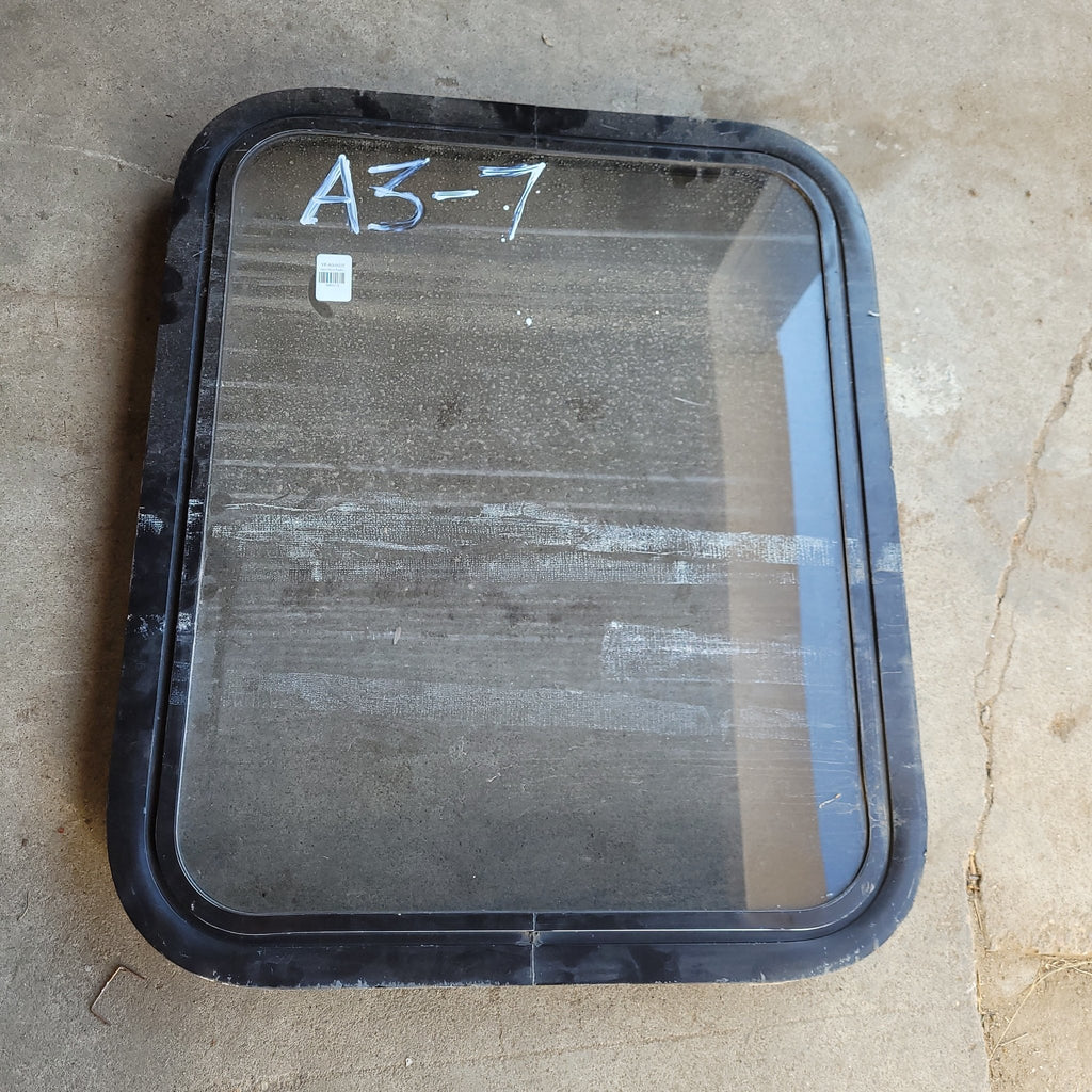 Used Black Radius Non-Opening Window : 19 1/2 X 24 X 2" D - Young Farts RV Parts