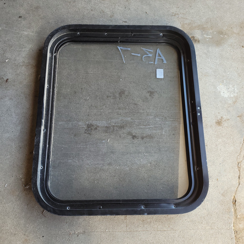 Used Black Radius Non-Opening Window : 19 1/2 X 24 X 2" D - Young Farts RV Parts