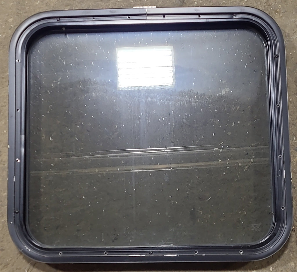 Used Black Radius Non Opening Window : 23 1/2" W x 21 1/2" H x 1 3/4" D - Young Farts RV Parts