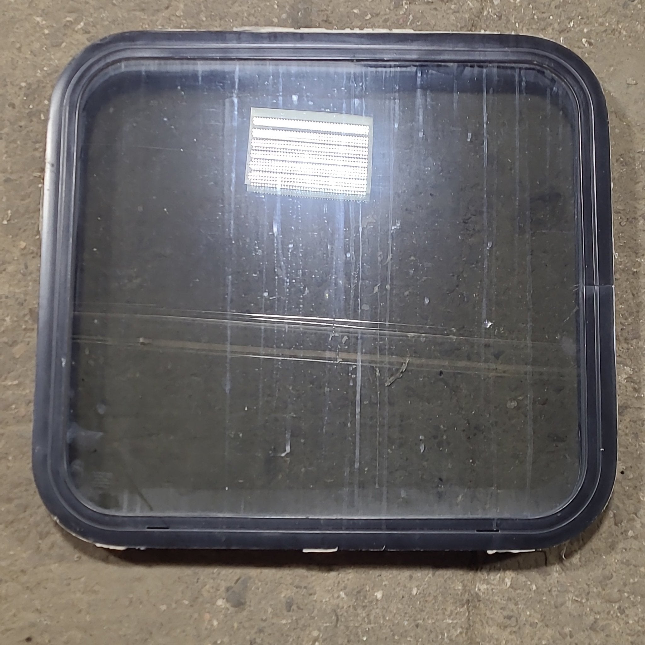 Used Black Radius Non Opening Window : 23 1/2" W x 21 1/2" H x 1 3/4" D - Young Farts RV Parts