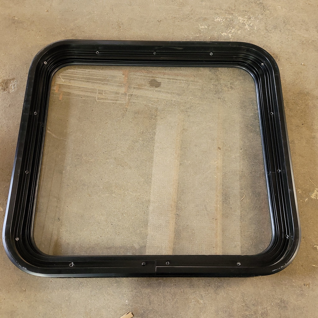 Used Black Radius Non-Opening Window : 23 5/8 X 21 7/8 X 2" D - Young Farts RV Parts