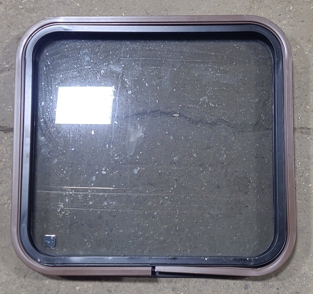 Used Black Radius Non Opening Window : 24 1/2" W x 23" H x 1 1/2" D - Young Farts RV Parts