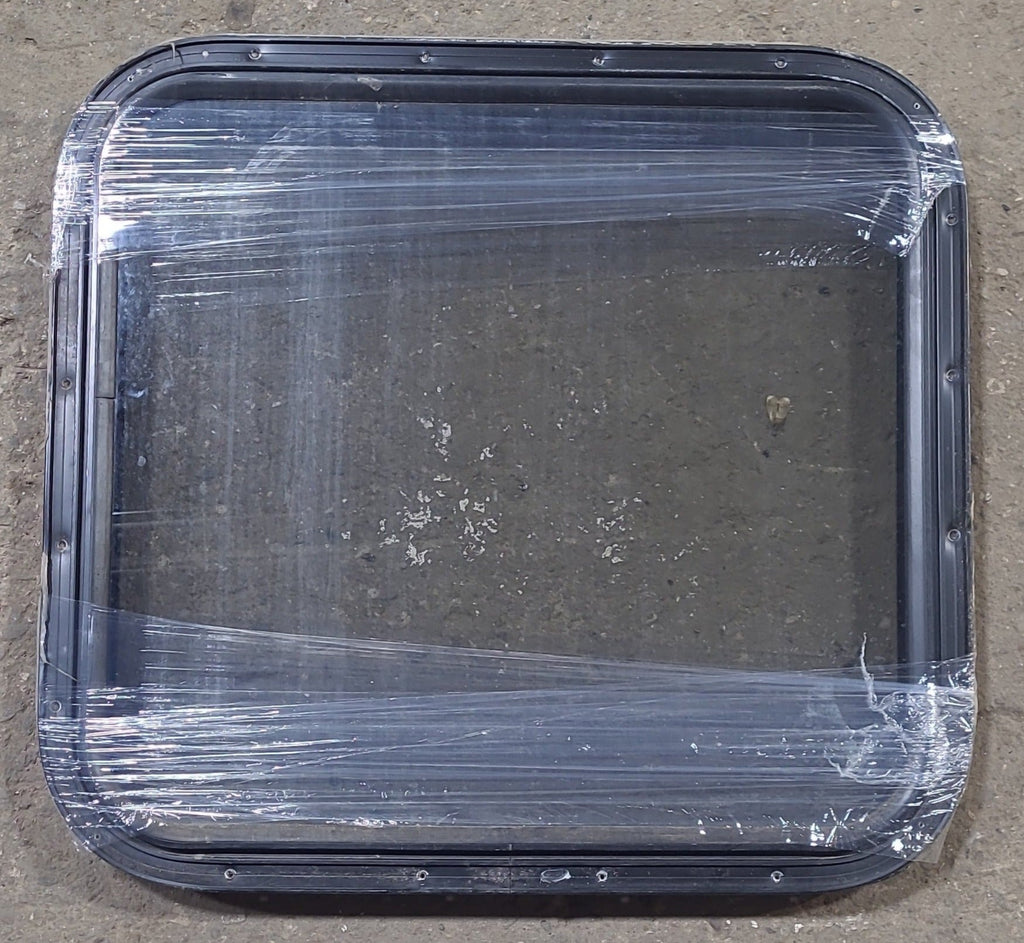 Used Black Radius Non Opening Window : 24 1/2" W x 23" H x 1 1/4" D - Young Farts RV Parts