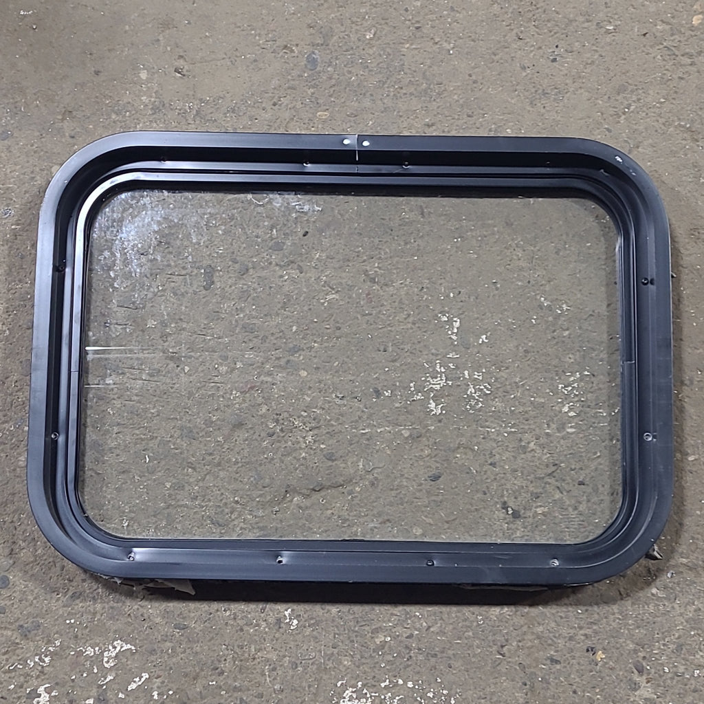 Used Black Radius Non Opening Window : 24 1/4" W x 16 3/4" H x 1 7/8" D - Young Farts RV Parts