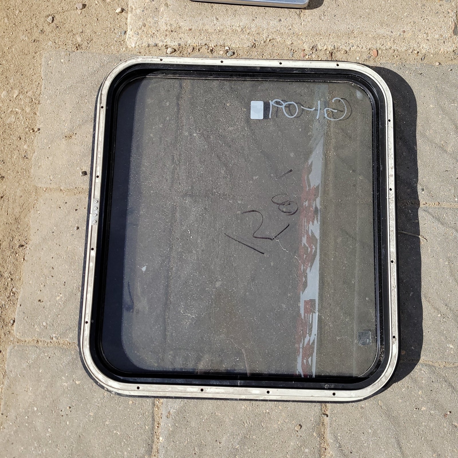 Used Black Radius Non-Opening Window : 24 1/4 X 22 X 2