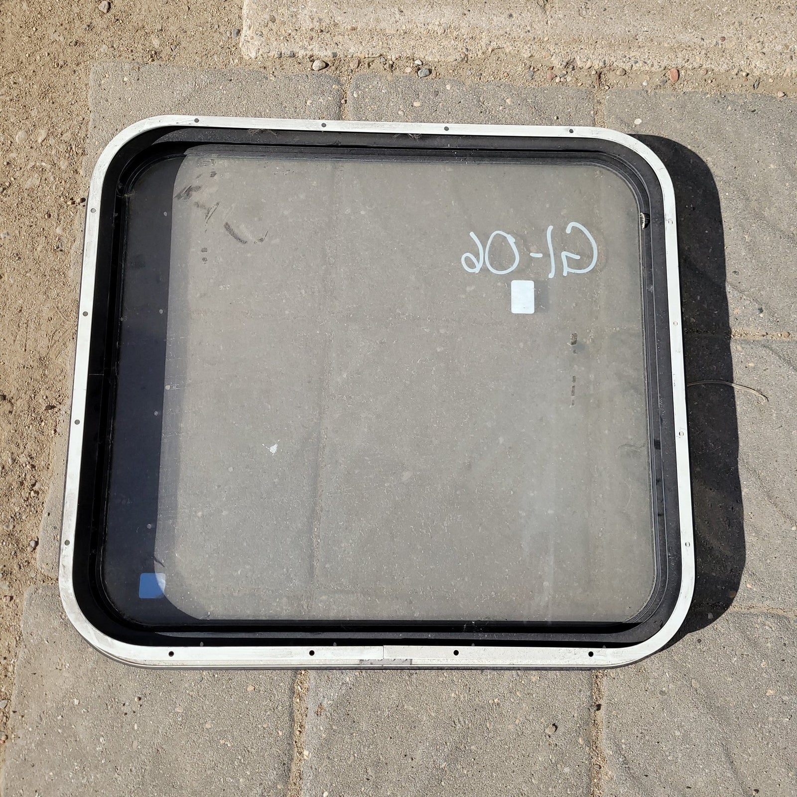 Used Black Radius Non-Opening Window : 24 1/4 X 22 X 2