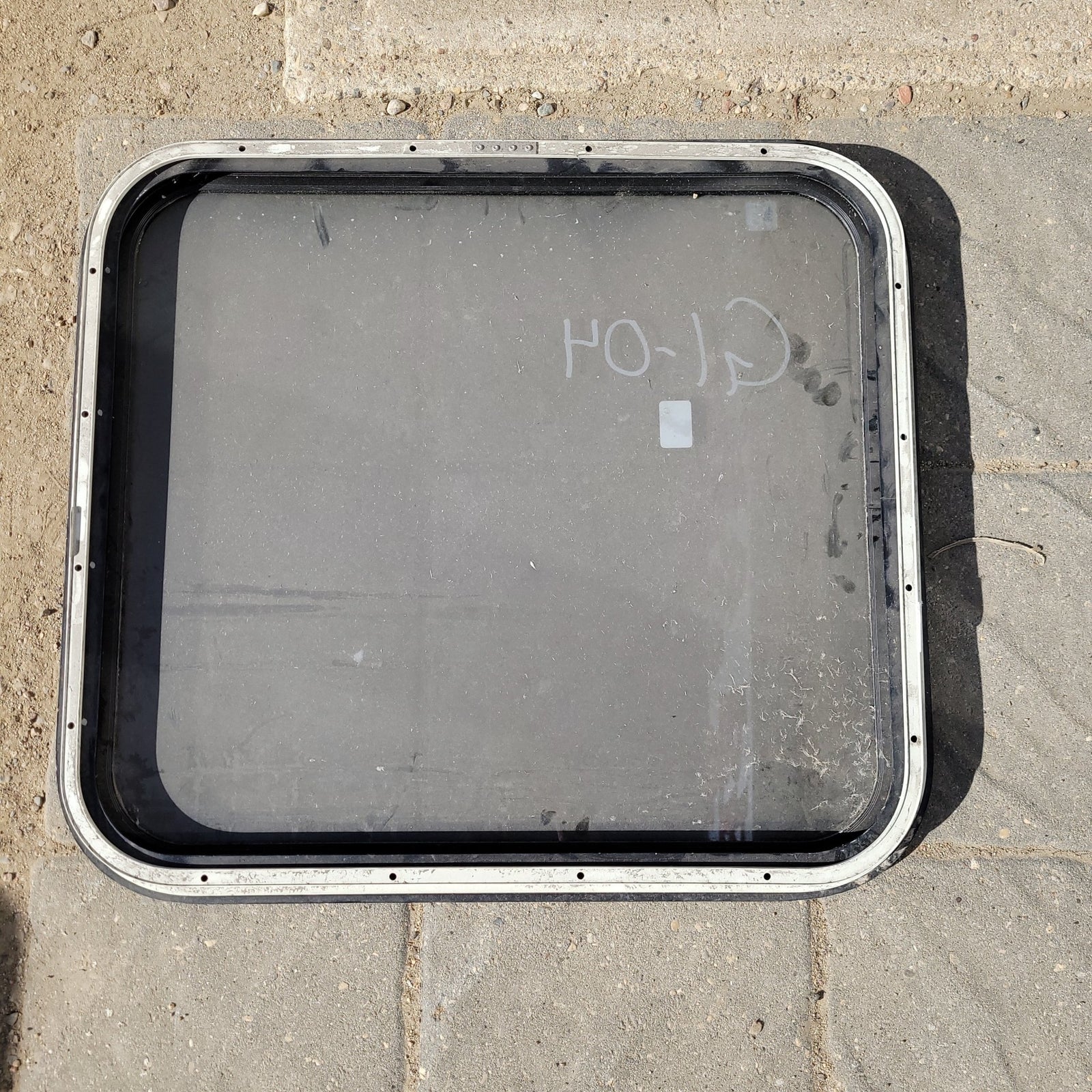 Used Black Radius Non-Opening Window : 24 1/4 X 22 X 2