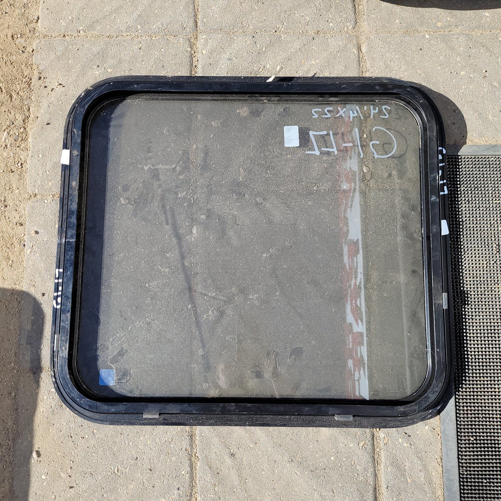 Used Black Radius Non-Opening Window : 24 1/4 X 22 X 2