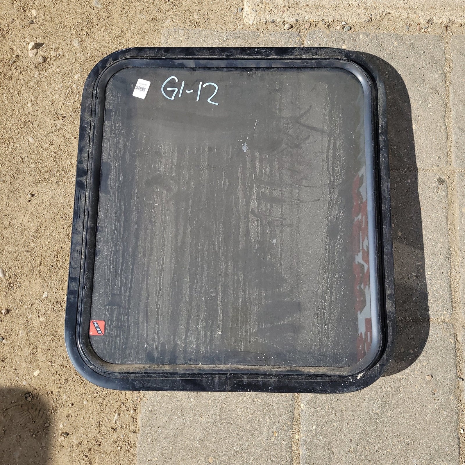 Used Black Radius Non-Opening Window : 24 1/4 X 22 X 2