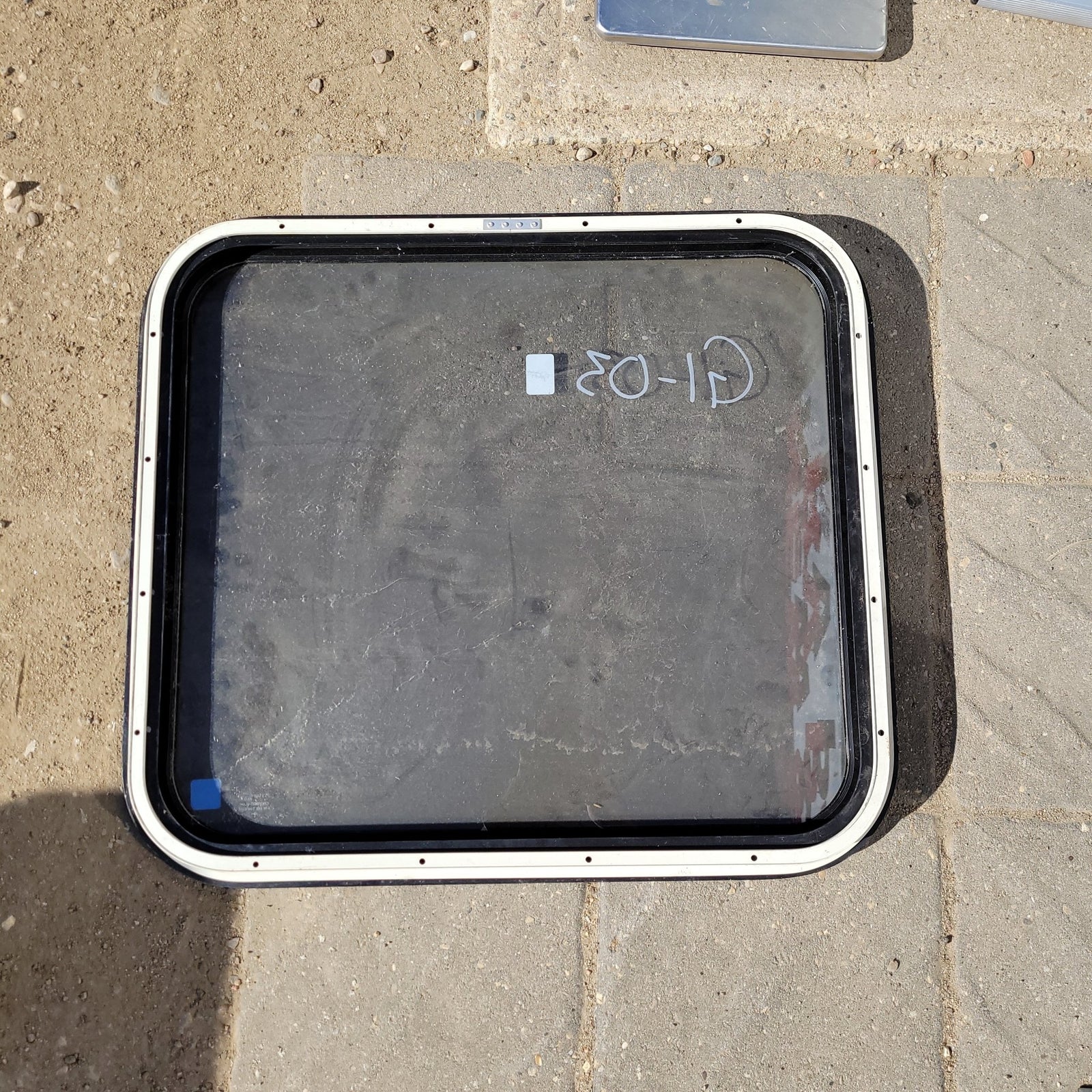 Used Black Radius Non-Opening Window : 24 1/4 X 22 X 2