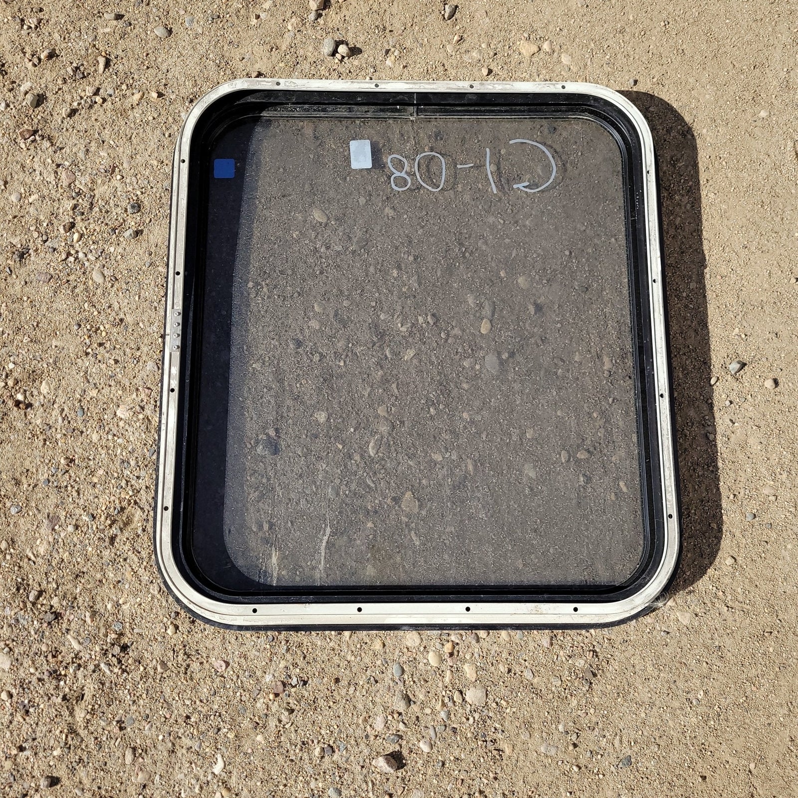 Used Black Radius Non-Opening Window : 24 1/4 X 22 X 2