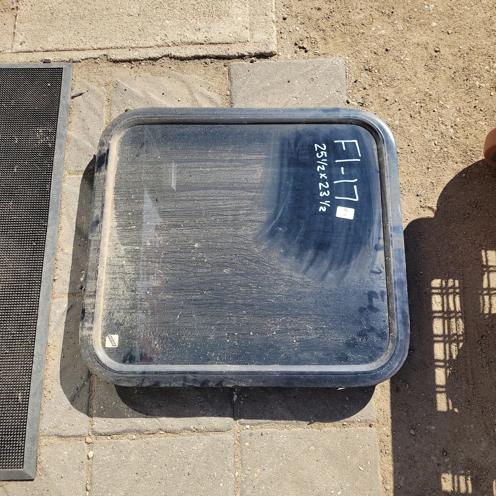 Used Black Radius Non-Opening Window : 25 1/2 X 23 1/2 X 2