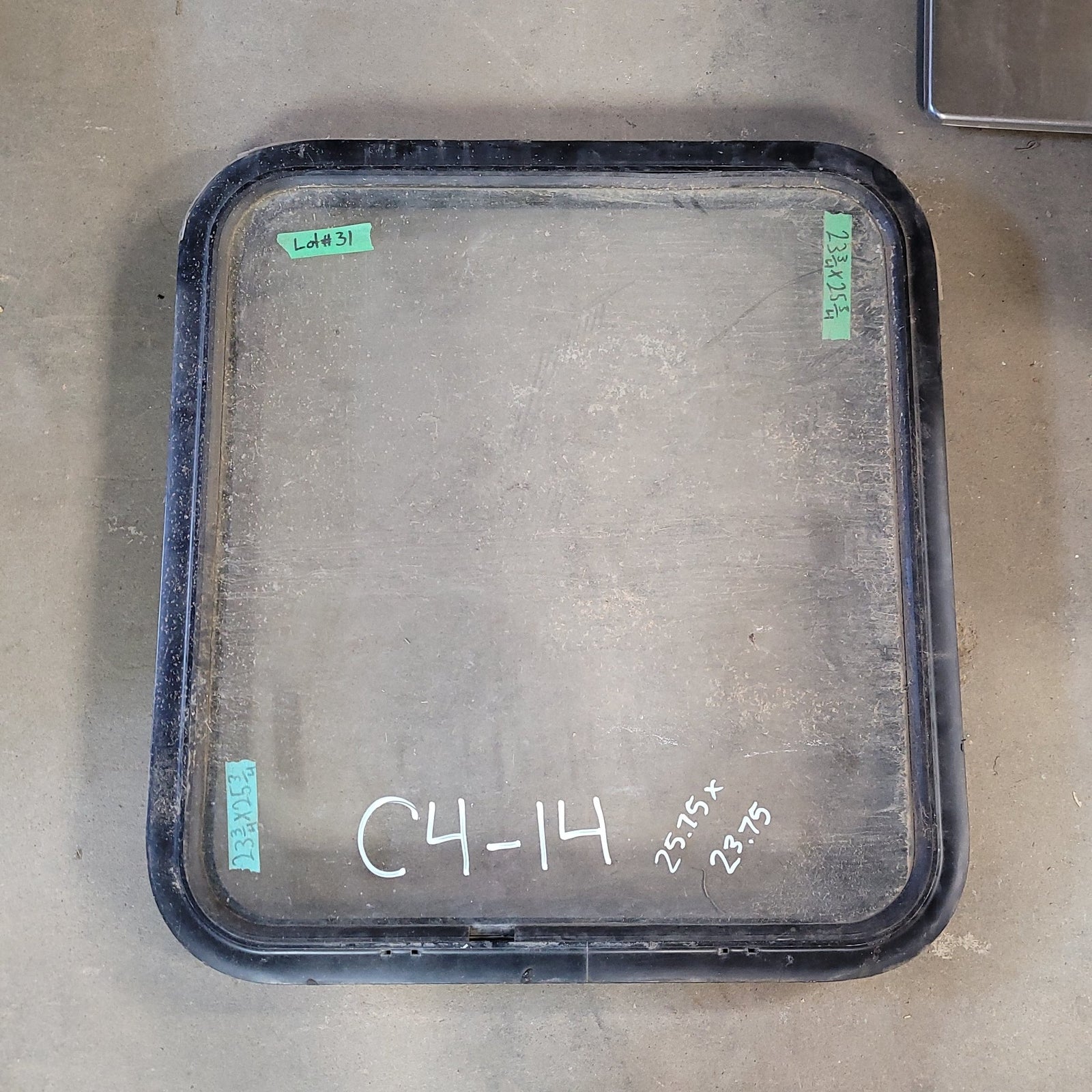 Used Black Radius Non-Opening Window : 25 3/4 X 23 3/4 X 2