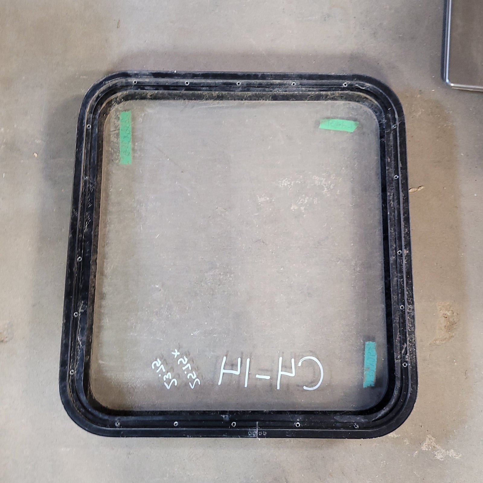 Used Black Radius Non-Opening Window : 25 3/4 X 23 3/4 X 2