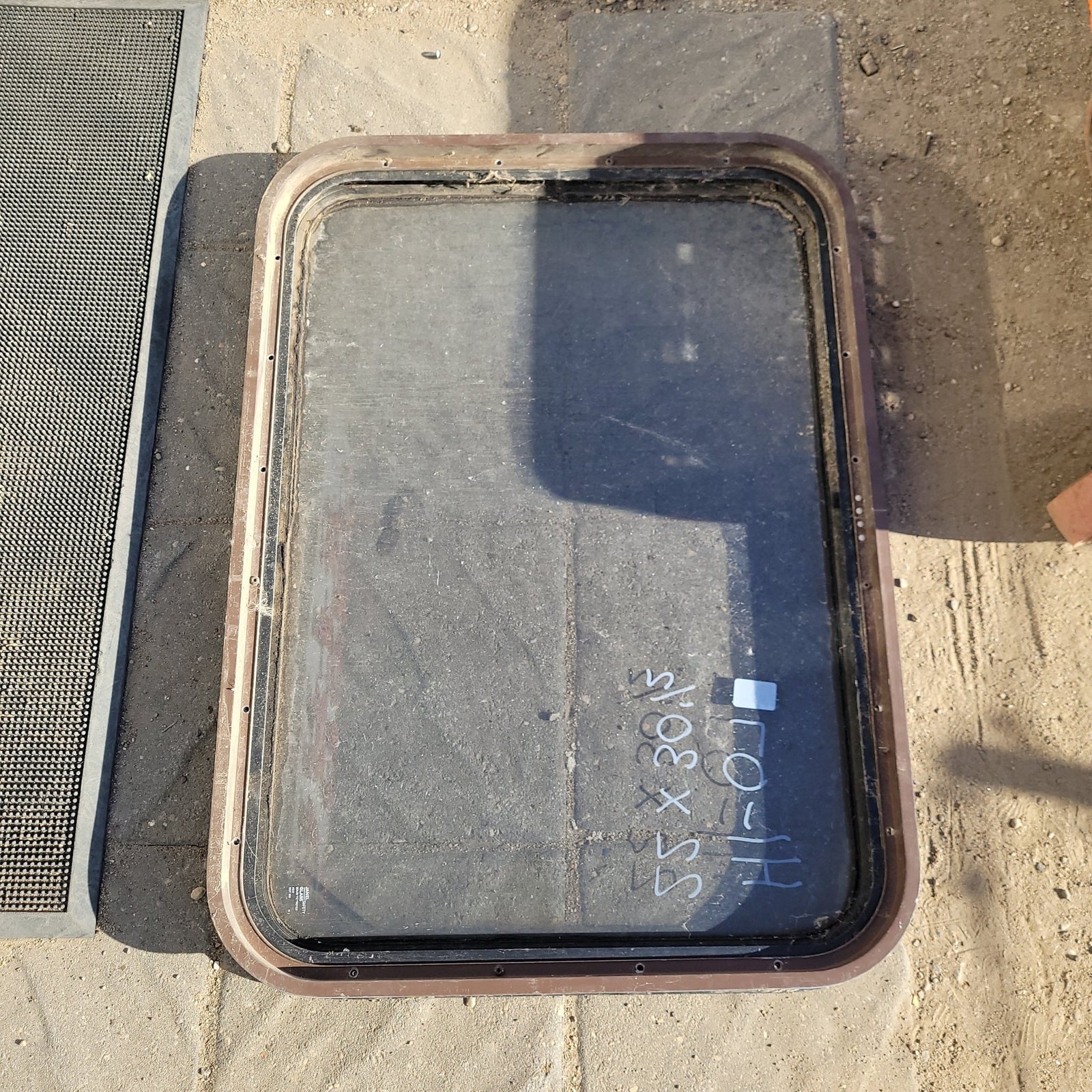 Used Black Radius Non-Opening Window : 30 1/2 X 22 X 2