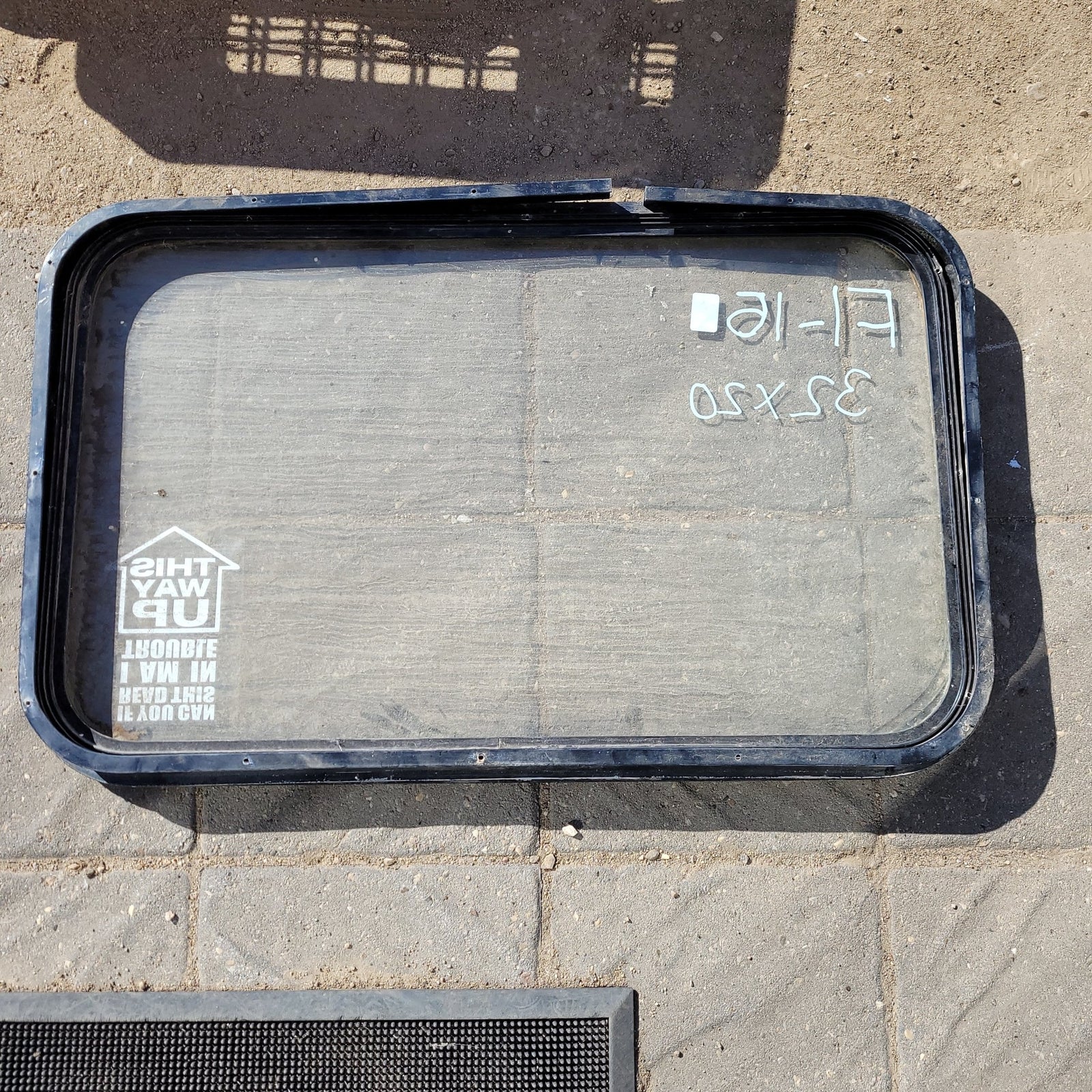 Used Black Radius Non-Opening Window : 32 X 20 X 2