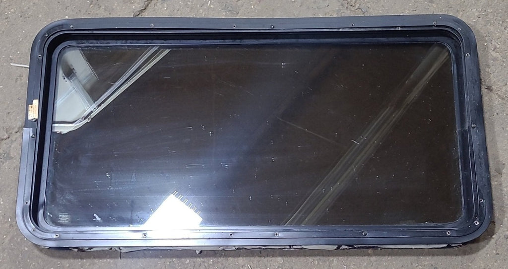 Used Black Radius Non Opening Window : 42 1/4" W x 21 1/2" H x 2" D - Young Farts RV Parts