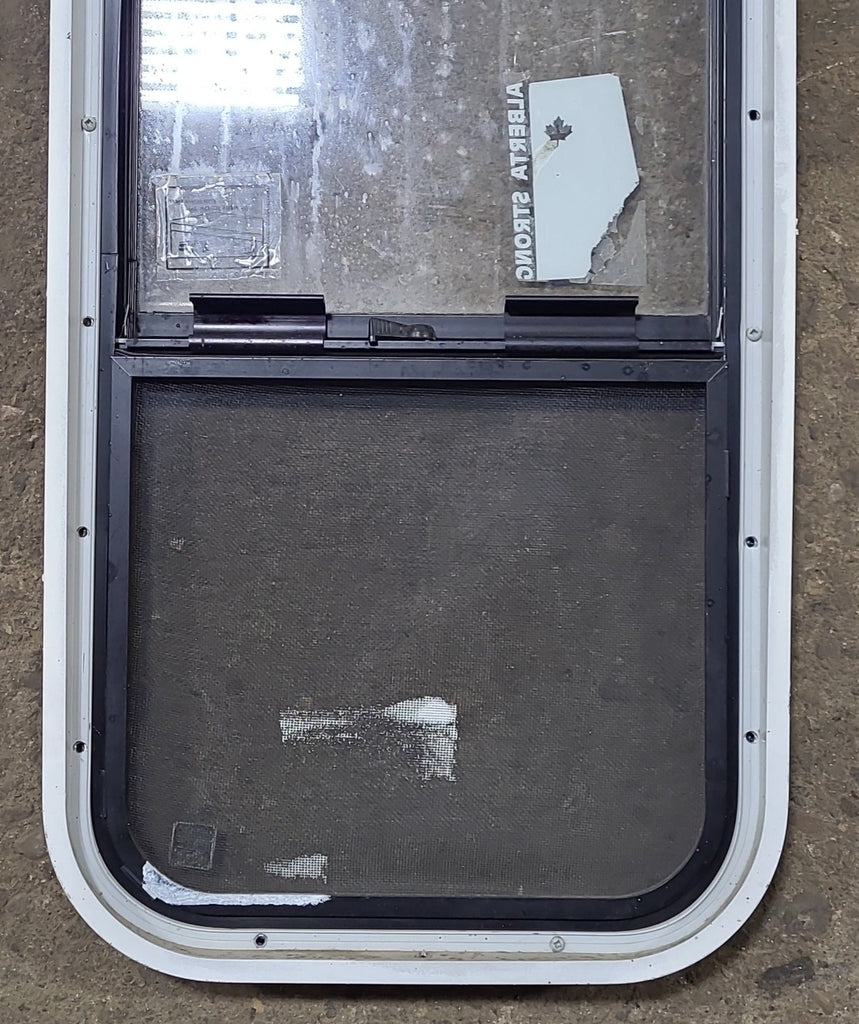 Used Black Radius Opening Window : 15" W x 41 3/4" H x 1 3/4" D - Young Farts RV Parts