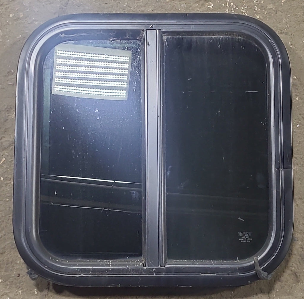 Used Black Radius Opening Window : 17 1/2" W x 17 1/2" H x 2" D - Young Farts RV Parts