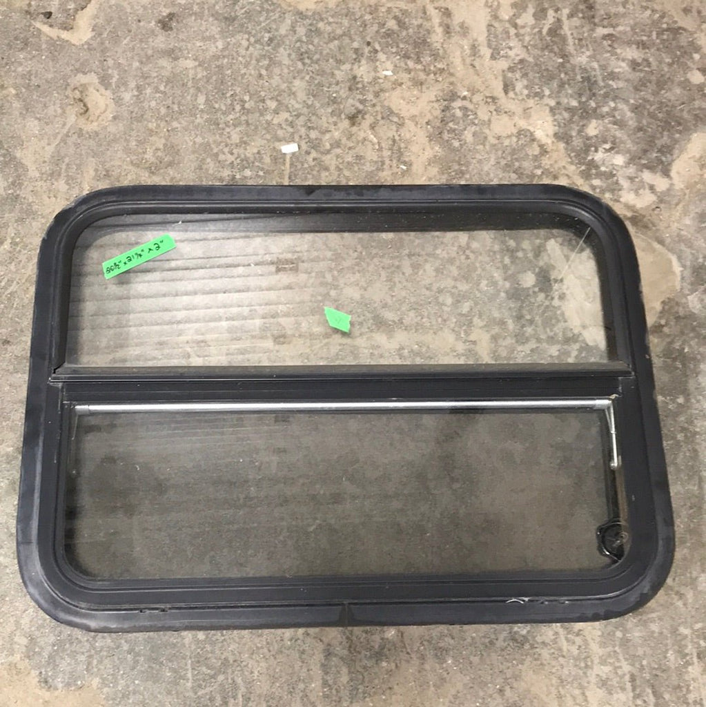 Used Black Radius Opening Window : 20 1/2" W X 21 1/4" H X 2" D - Young Farts RV Parts