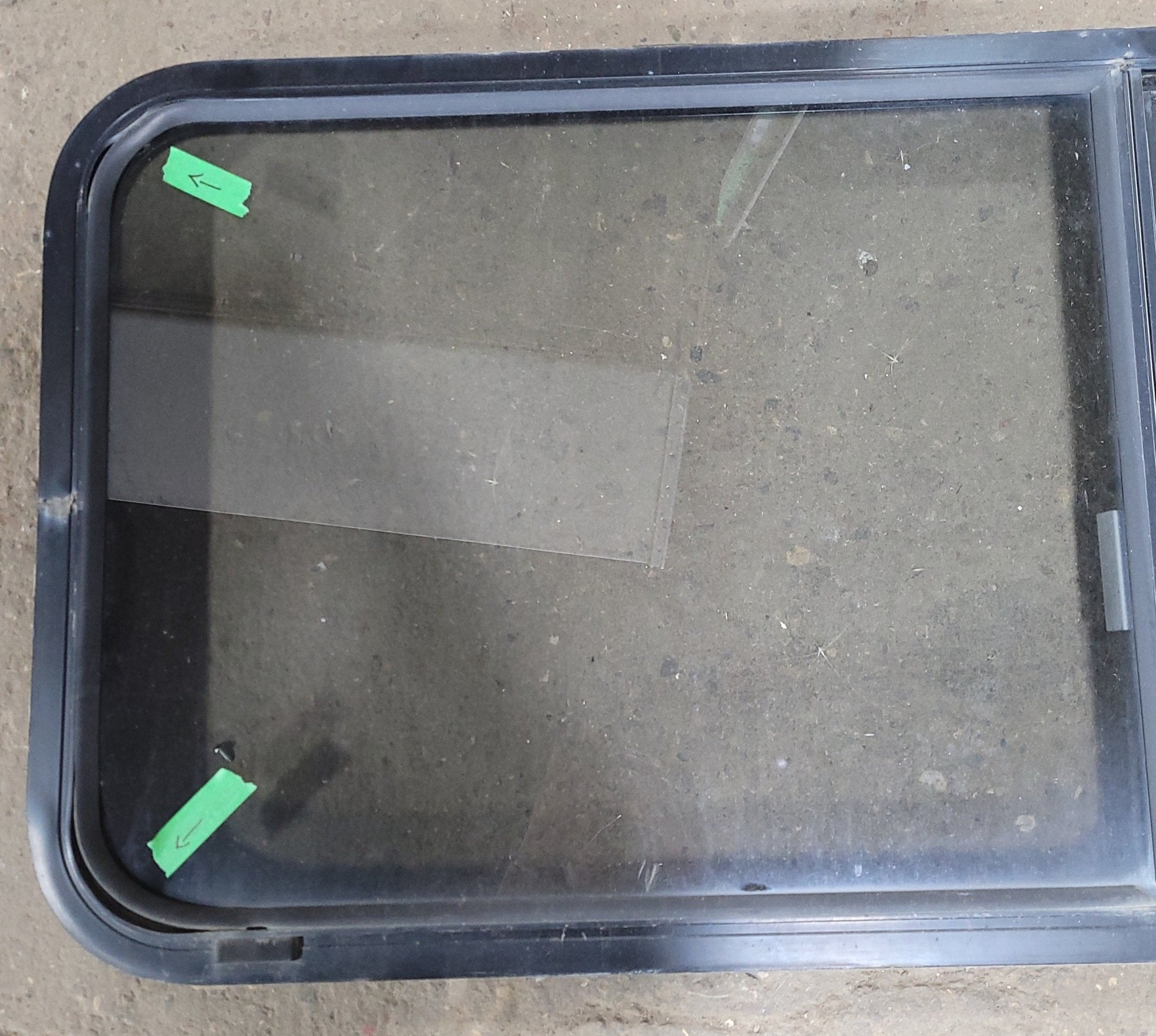 Used Black Radius Opening Window : 22" X 54 1/2" X 2" D - Young Farts RV Parts