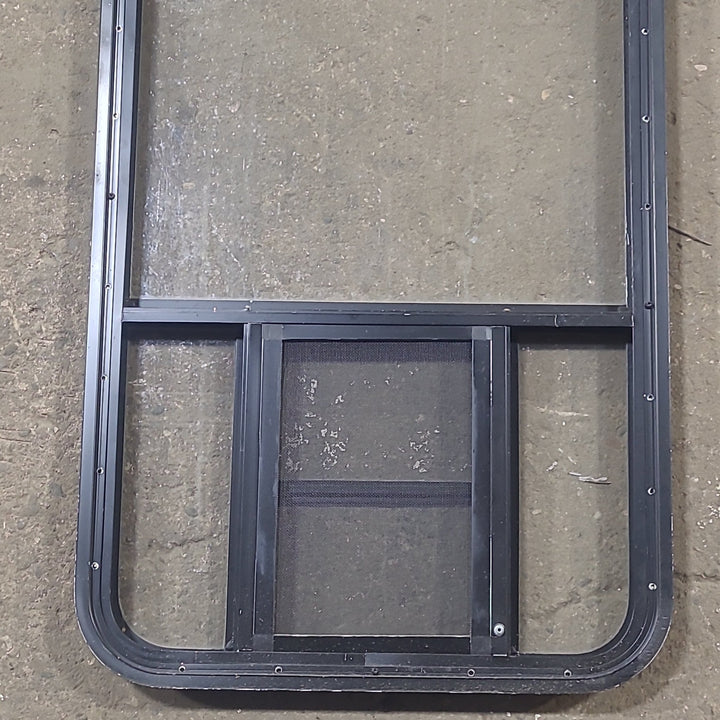 Used Black Radius Opening Window : 23 1/2" W x 39 1/2" H x 1 7/8" D - Young Farts RV Parts