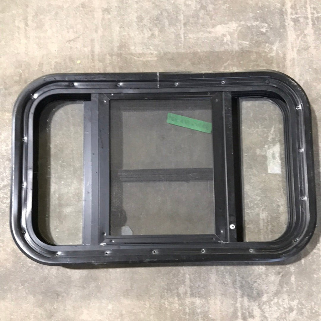 USED Black Radius Opening Window : 23 1/4" W X 14 1/4" H X 2" D - Young Farts RV Parts