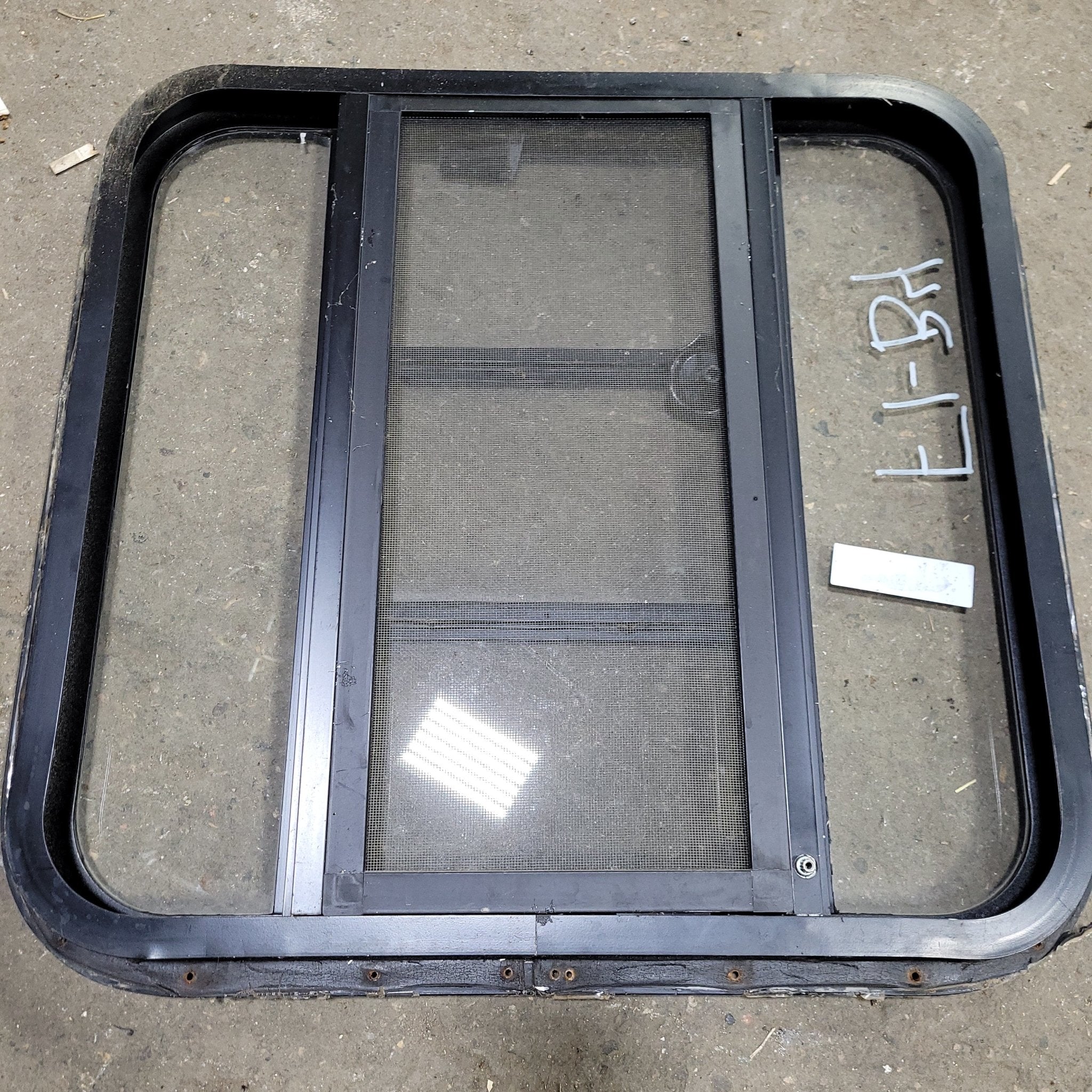 Used Black Radius Opening Window : 23 3/4" X 22 1/2" X 2" D - Young Farts RV Parts