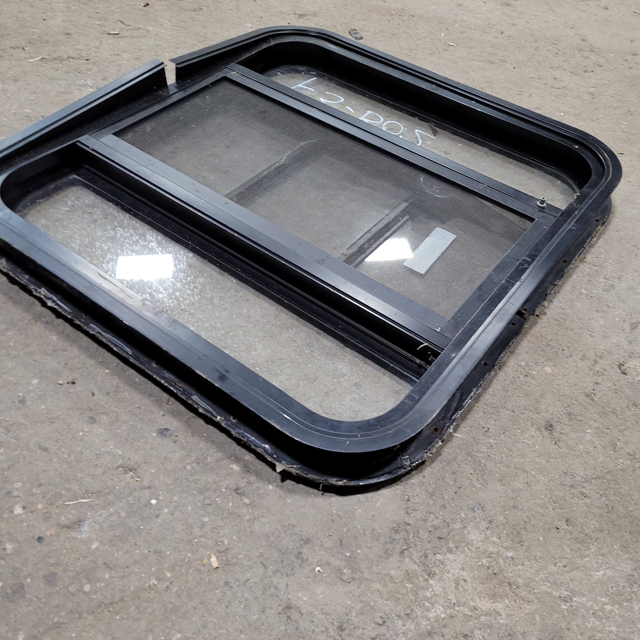 Used Black Radius Opening Window : 23 3/4" X 22 1/2" X 2" D - Young Farts RV Parts