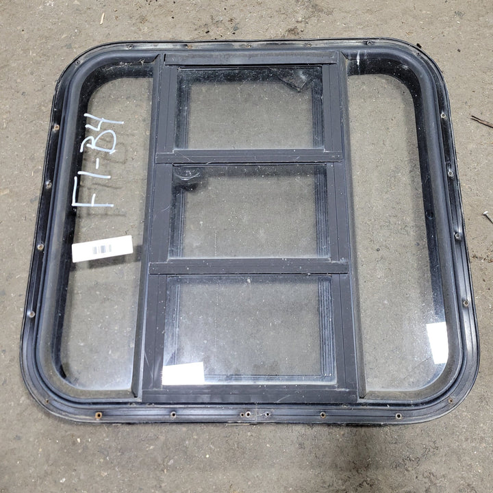 Used Black Radius Opening Window : 23 3/4" X 22 1/2" X 2" D - Young Farts RV Parts
