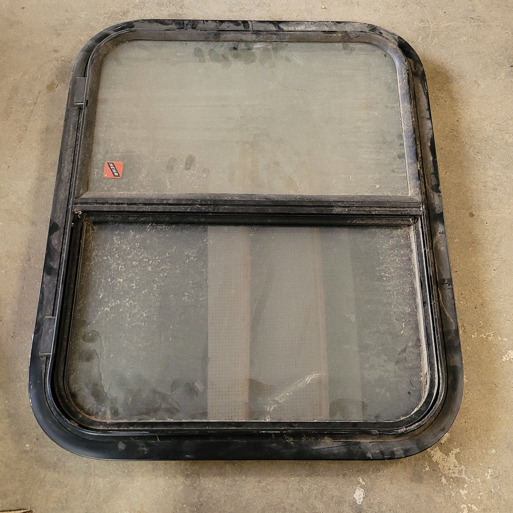 Used Black Radius Opening Window : 24 1/4 X 19 3/4 X 2" D - Young Farts RV Parts