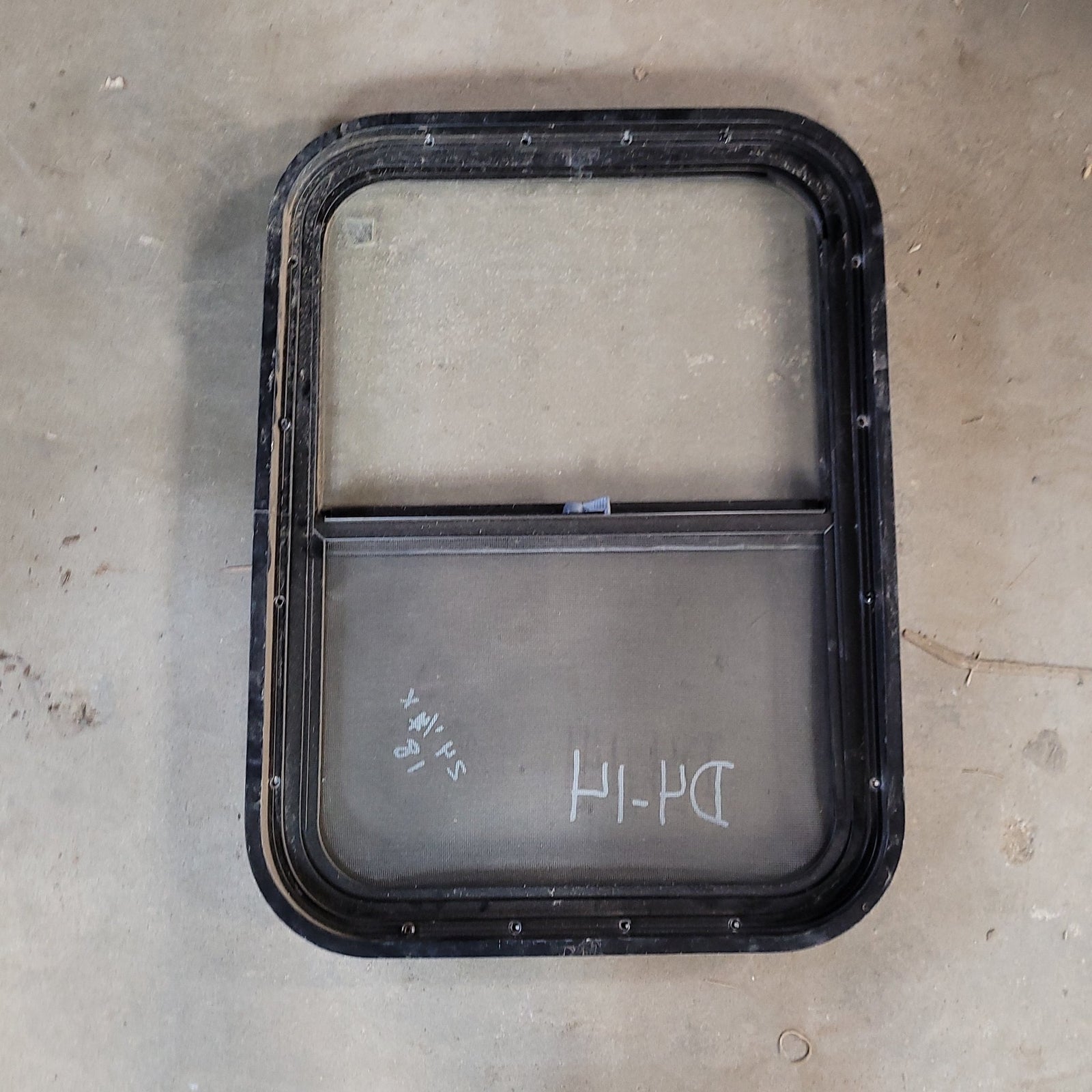 Used Black Radius Opening Window : 24 3/4 X 18 X 2