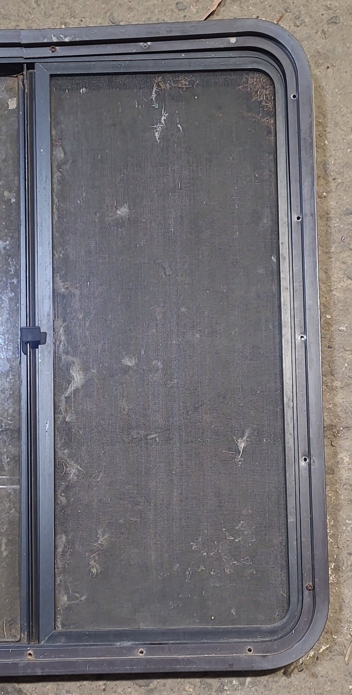 Used Black Radius Opening Window : 27" W x 30" H x 1 7/8" D - Young Farts RV Parts