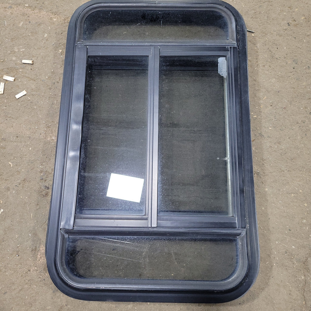 Used Black Radius Opening Window : 29 1/2" W X 17 1/2" H X 2" D - Young Farts RV Parts