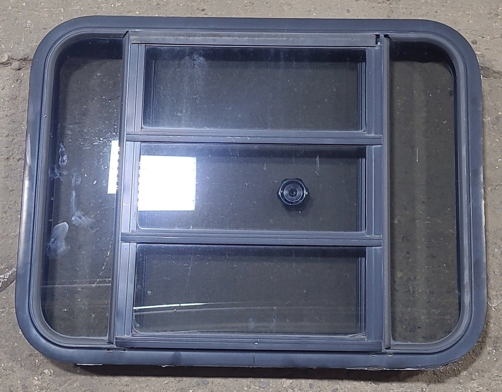 Used Black Radius Opening Window : 29 3/8" W x 22 1/2" H x 1 7/8" D - Young Farts RV Parts