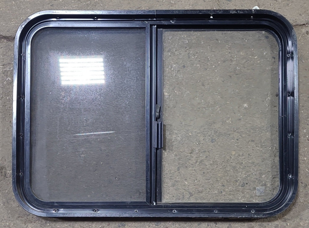 Used Black Radius Opening Window : 30 1/4" W x 22" H x 2" D - Young Farts RV Parts