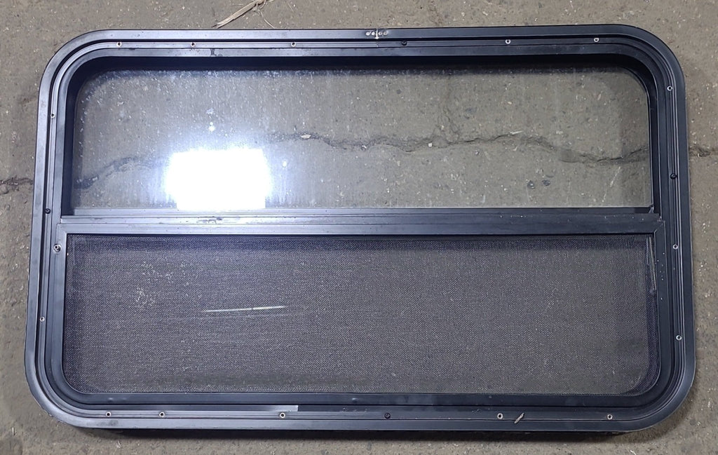 Used Black Radius Opening Window : 35 1/2" W x 21 1/2" H x 2" D - Young Farts RV Parts