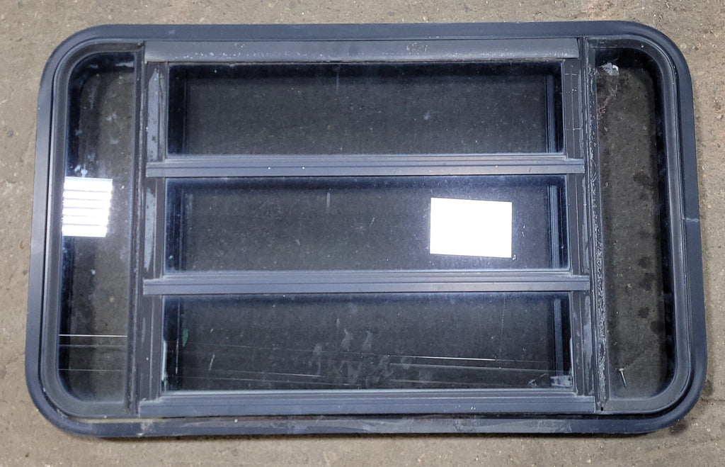 Used Black Radius Opening Window : 35 1/4" W X 21 1/2" H X 1 7/8" D - Young Farts RV Parts