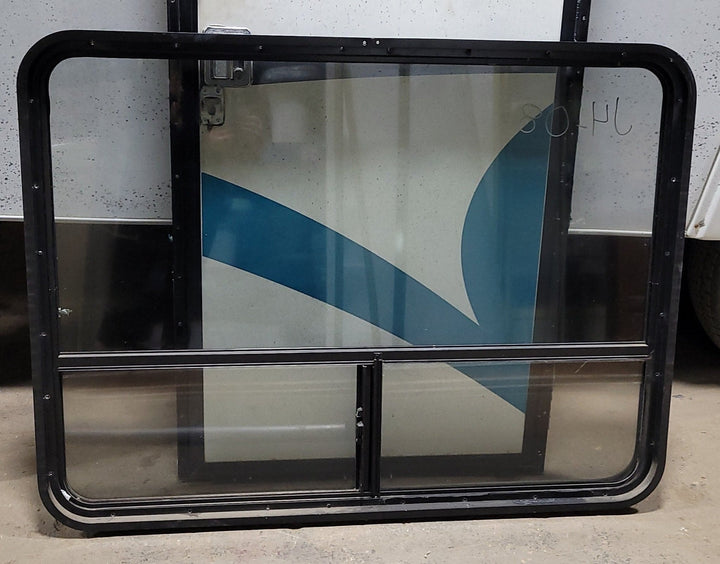 Used Black Radius Opening Window : 35 3/4" X 48 1/4" X 2" D - Young Farts RV Parts