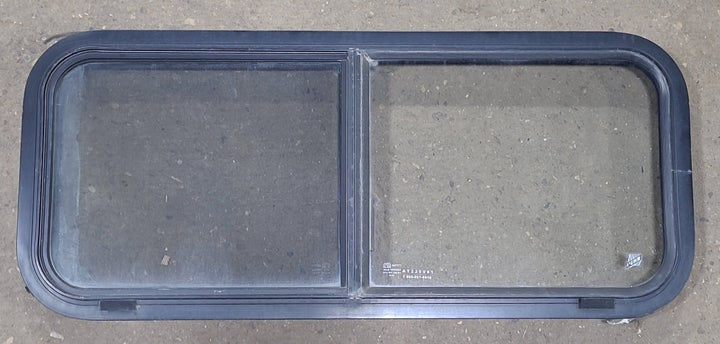 Used Black Radius Opening Window : 36 1/2" W x 14 3/4" H x 1 3/4" D - Young Farts RV Parts