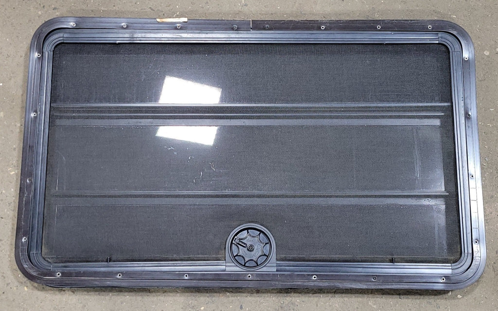 Used Black Radius Opening Window : 40 3/8" W X 25 5/8" H X 2" D - Young Farts RV Parts