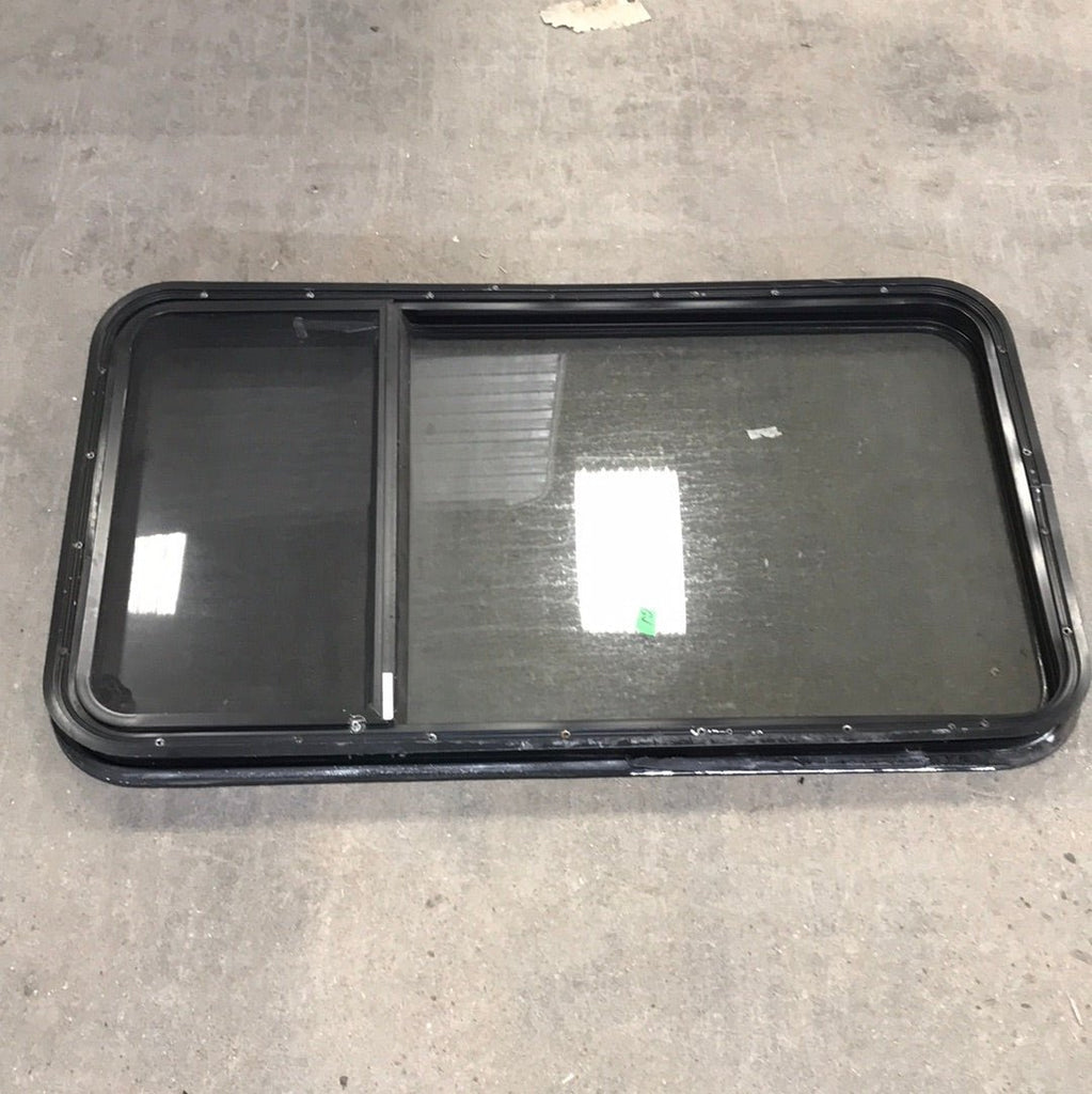 Used Black Radius Opening Window : 41 1/2" W x 23 1/2" H x 2" D - Young Farts RV Parts