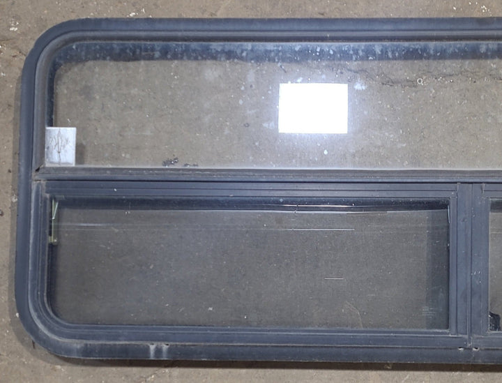 Used Black Radius Opening Window : 59 1/4" W x 21 1/4" H x 1 7/8" D - Young Farts RV Parts