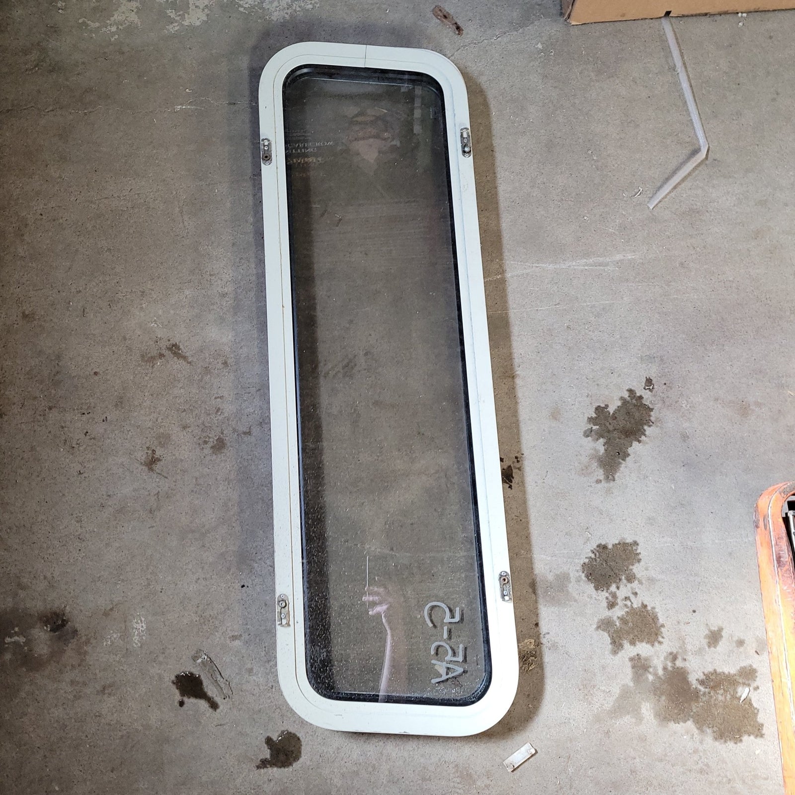 Used Black Radius Slanted Non-Opening Window : 12 X 40 1/2 X 2