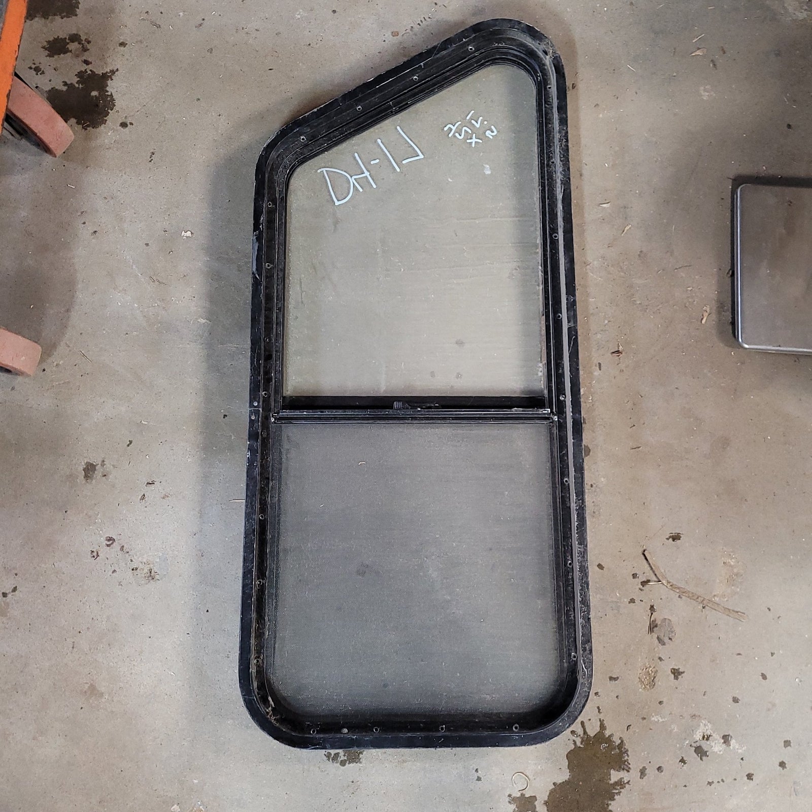 Used Black Slanted Radius Opening Window : 42 X 17 1/2 X 2