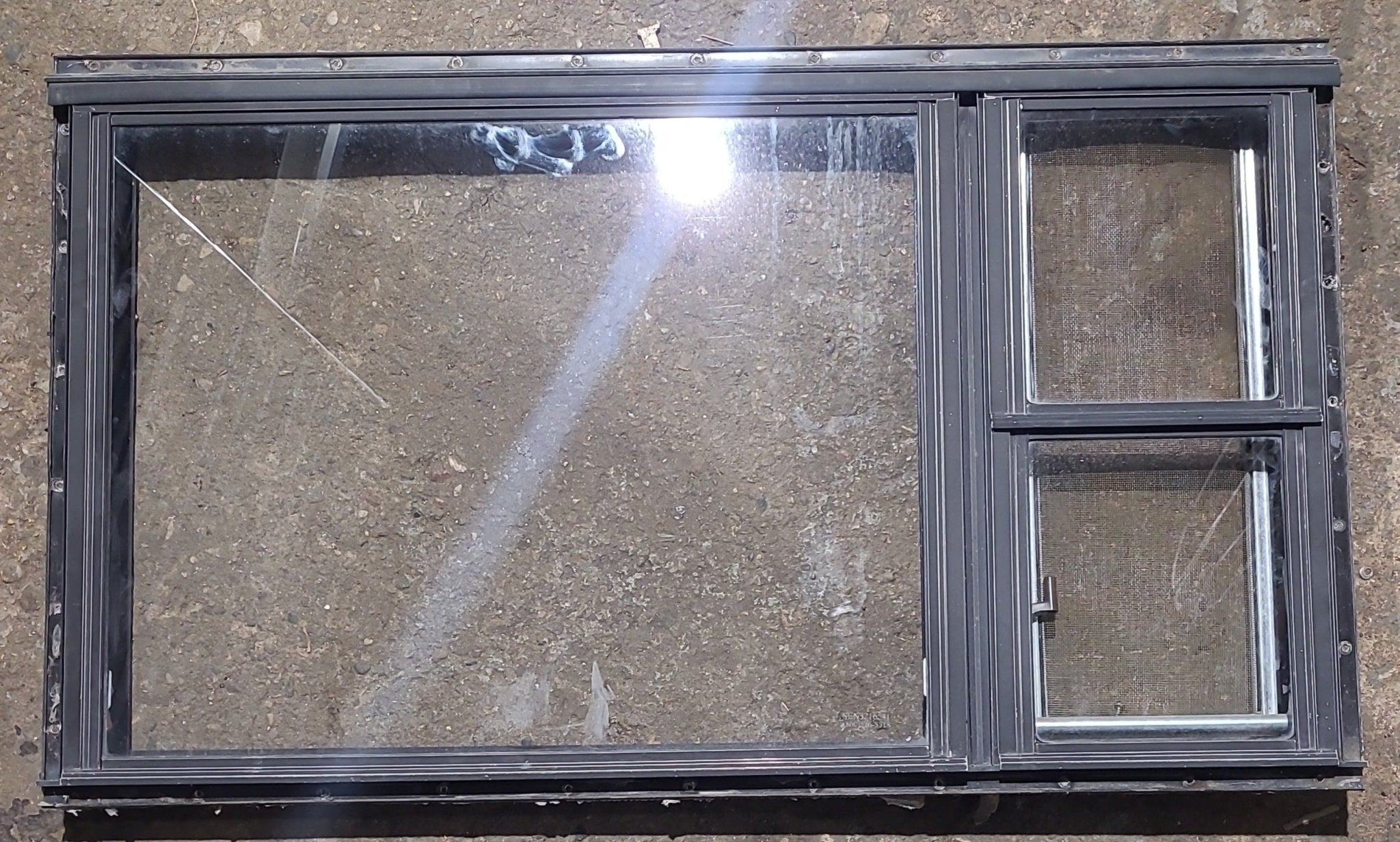 Used Black Square Emergency Opening Window: 36 1/2" W x 21 1/4" H x 1" D - Young Farts RV Parts