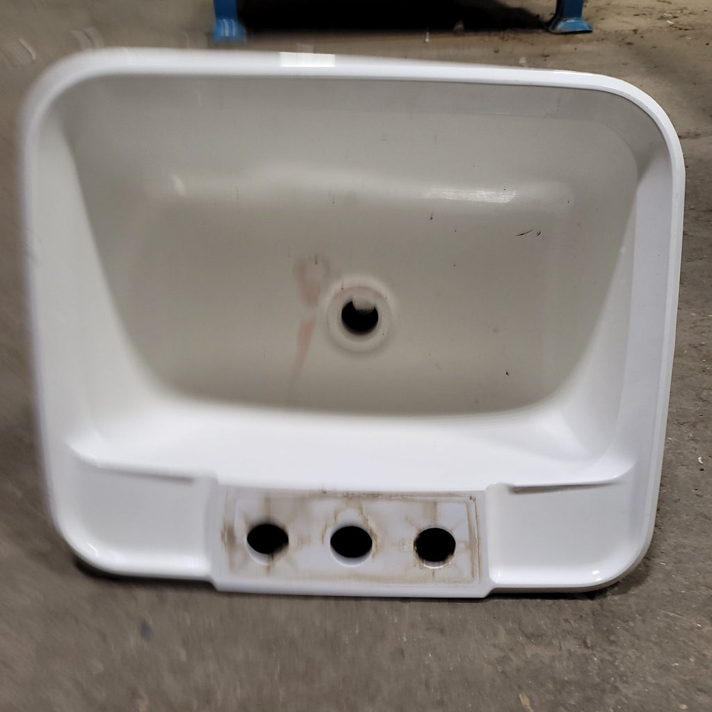 Used Bone Bathroom Sink 14 3/4" X 12 1/2" X 6"D - Young Farts RV Parts