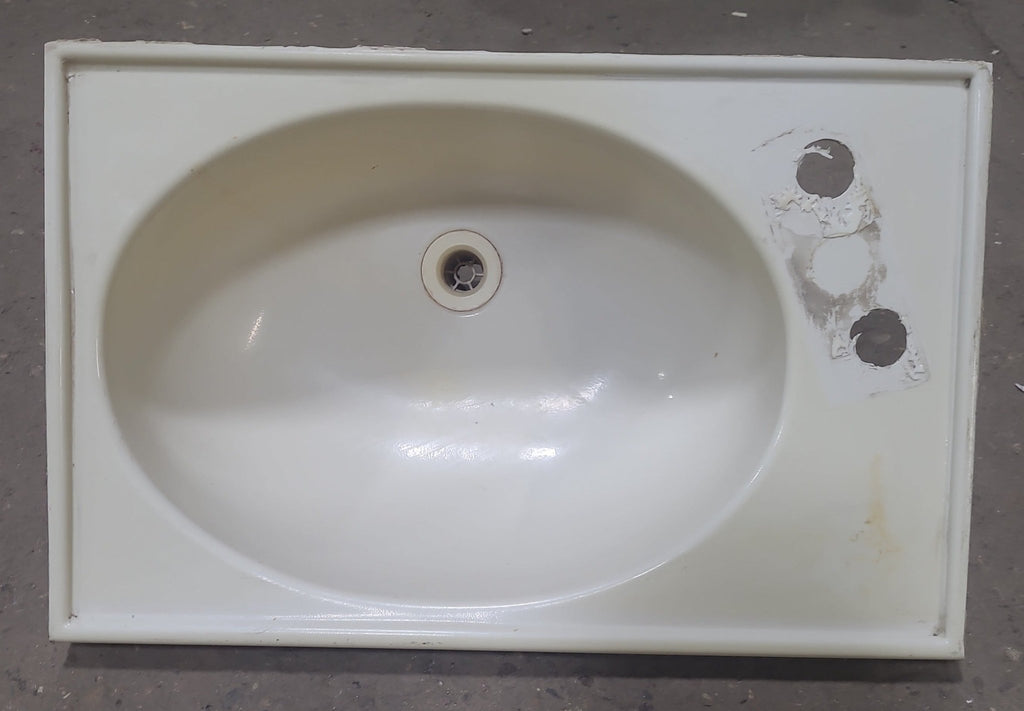 Used Bone Bathroom Sink 20 3/8" X 13 1/8" X 6 1/2" D - Young Farts RV Parts